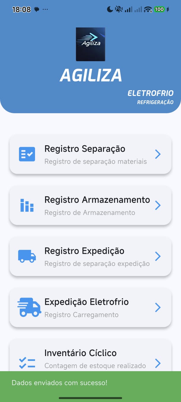 Aplicativo Agiliza para conferência de pedidos na obra